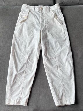 Banana Republic Utility Barrel Pants White Cotton 4